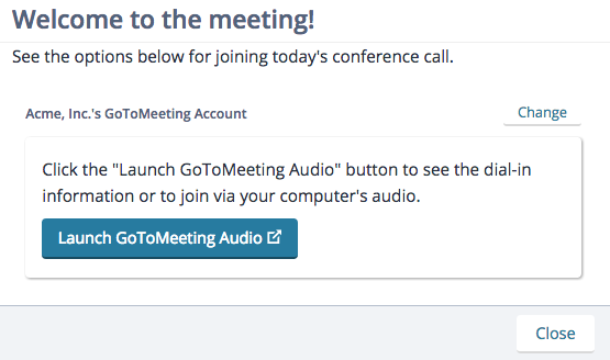 Screenshot: Setting up a Lucid Meeting with GoToMeeting Audio