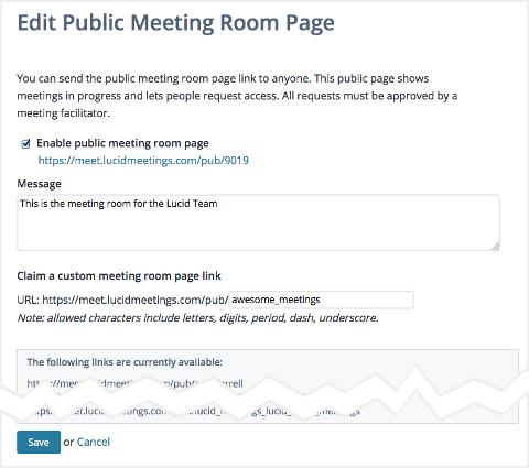 Screenshot: Editing the public meeting room settings