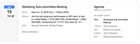 Screenshot showing a meeting invitation email
