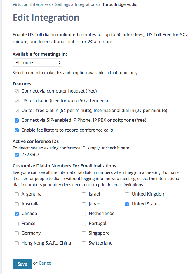 Setting up Turbobridge and international numbers