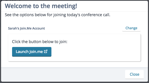 Screenshot: Starting a Lucid Meeting with Join.me Audio