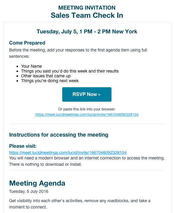 Screenshot: Meeting Invitation Email