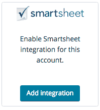 Screenshot of the button to enable the Smartsheet integration