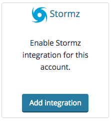 Screenshot: the Stormz option on the Available Integrations page, showing an "Add Integration" button