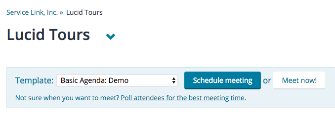 Screenshot: The meeting scheduling form near the top of a meeting room page
