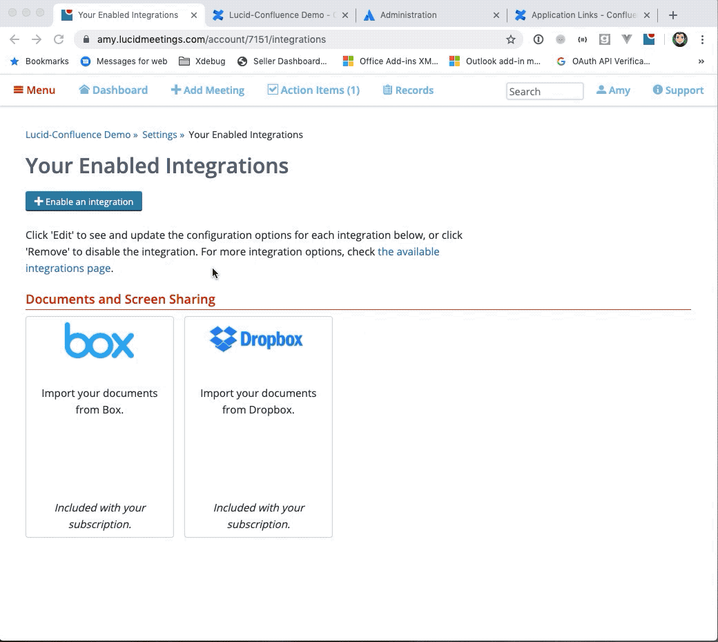 Animation: Filling out the forms to install the Atlassian Confluence connector
