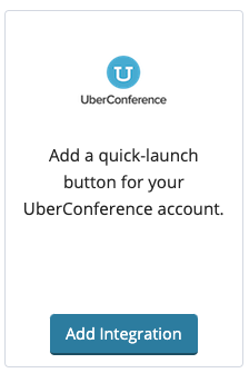 Screenshot: The UberConference option on the Available Integrations page, showing an Add Integration button