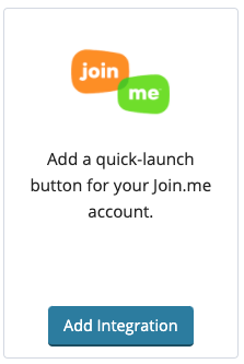 Screenshot: the Join.Me option on the Available Integrations page, showing an Add Integration button